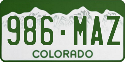 CO license plate 986MAZ