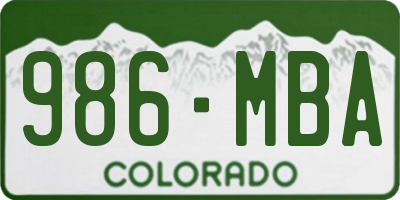 CO license plate 986MBA