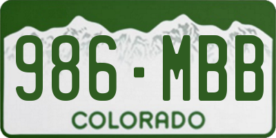 CO license plate 986MBB