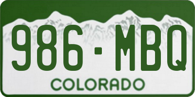 CO license plate 986MBQ