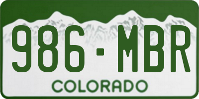CO license plate 986MBR