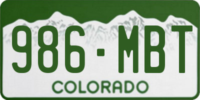 CO license plate 986MBT