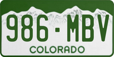 CO license plate 986MBV