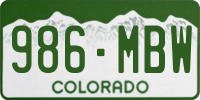 CO license plate 986MBW
