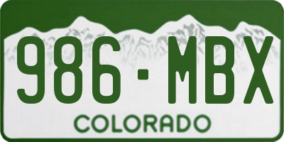 CO license plate 986MBX