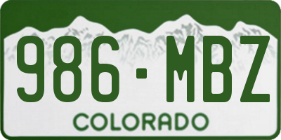 CO license plate 986MBZ