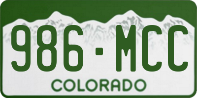CO license plate 986MCC