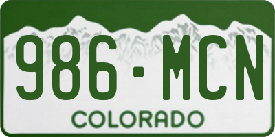 CO license plate 986MCN