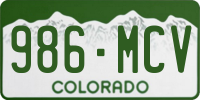 CO license plate 986MCV