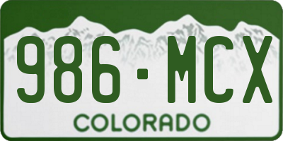 CO license plate 986MCX