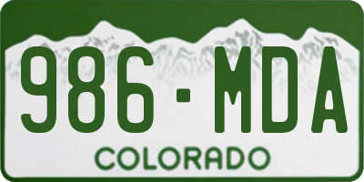 CO license plate 986MDA