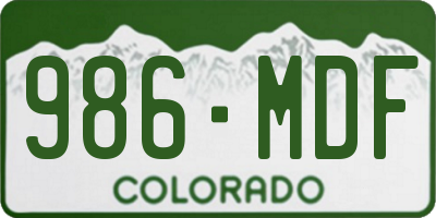 CO license plate 986MDF