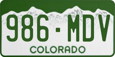 CO license plate 986MDV