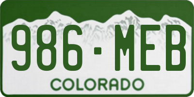 CO license plate 986MEB