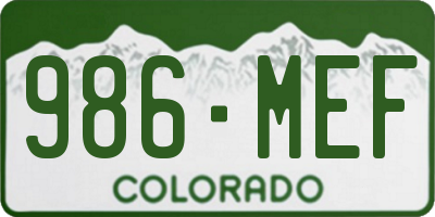 CO license plate 986MEF