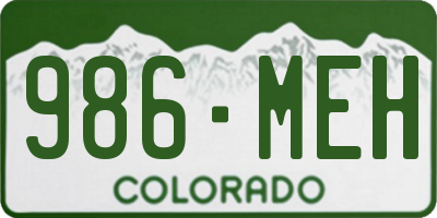 CO license plate 986MEH