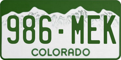 CO license plate 986MEK