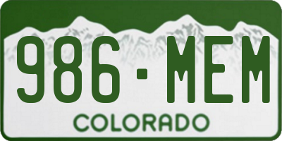 CO license plate 986MEM