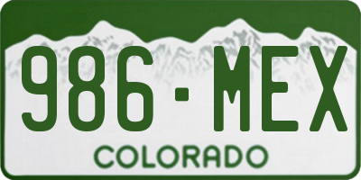 CO license plate 986MEX