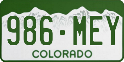 CO license plate 986MEY