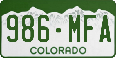 CO license plate 986MFA
