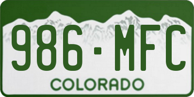 CO license plate 986MFC