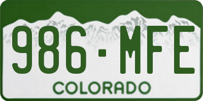 CO license plate 986MFE