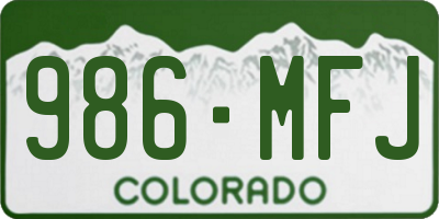 CO license plate 986MFJ