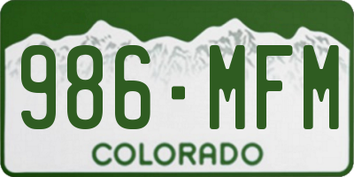 CO license plate 986MFM