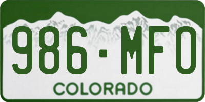 CO license plate 986MFO