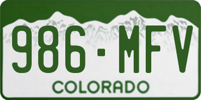 CO license plate 986MFV