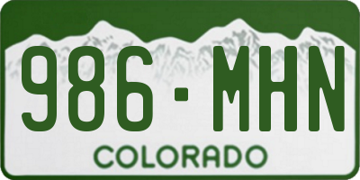 CO license plate 986MHN