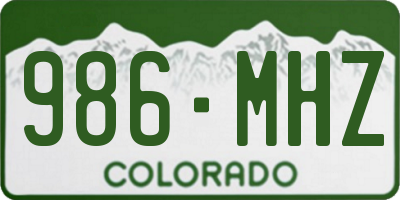 CO license plate 986MHZ