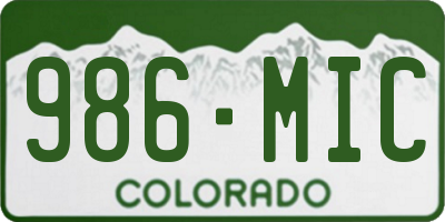 CO license plate 986MIC