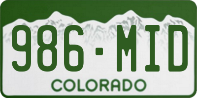 CO license plate 986MID