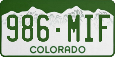 CO license plate 986MIF