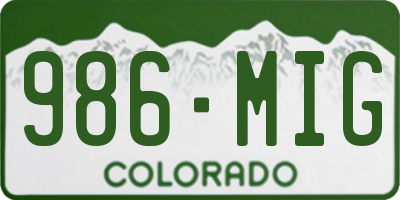 CO license plate 986MIG