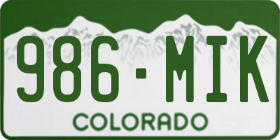 CO license plate 986MIK