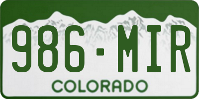 CO license plate 986MIR