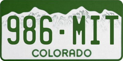 CO license plate 986MIT