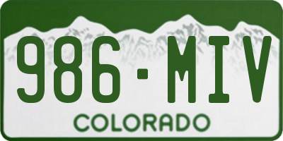 CO license plate 986MIV