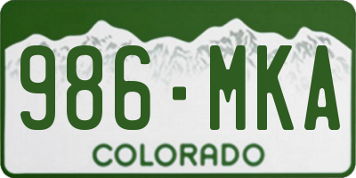 CO license plate 986MKA