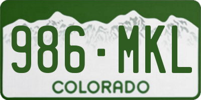 CO license plate 986MKL
