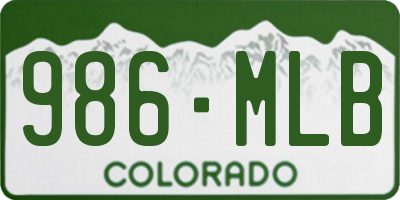 CO license plate 986MLB