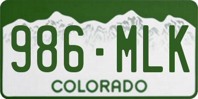 CO license plate 986MLK