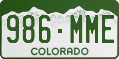 CO license plate 986MME