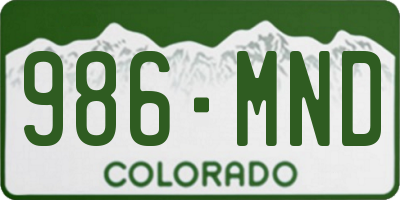 CO license plate 986MND