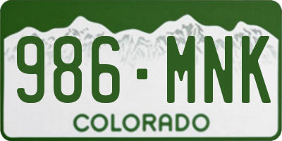 CO license plate 986MNK