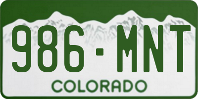 CO license plate 986MNT