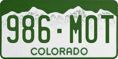 CO license plate 986MOT